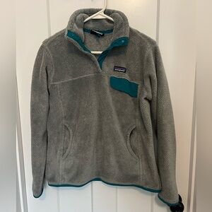Patagonia: Re-Tool Snap-T Fleece Pullover Sweater Gray and Teal: Size M